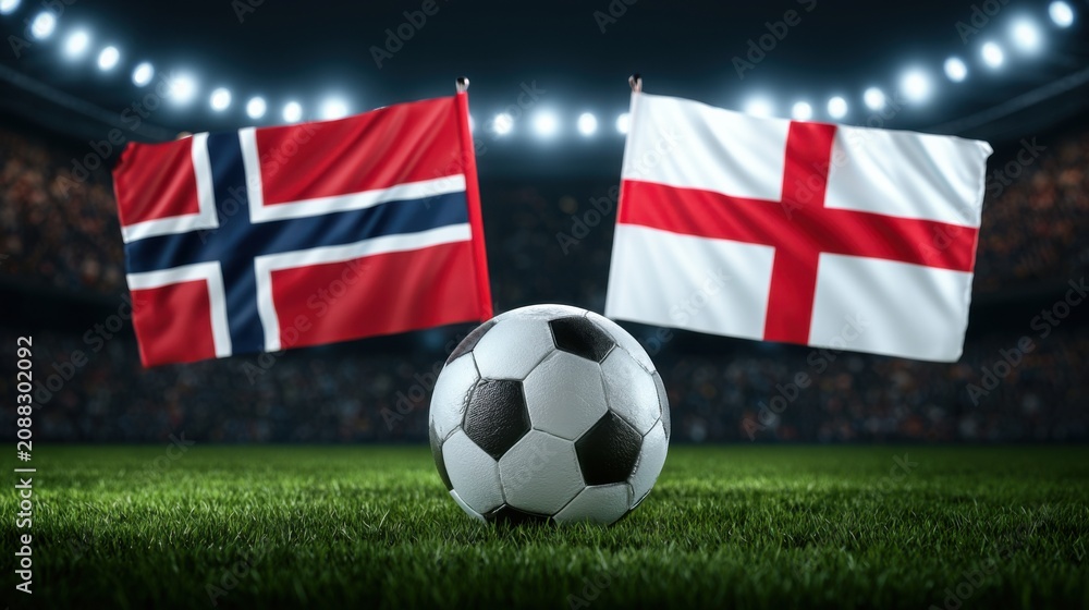 Fototapeta premium Norway vs England football concept