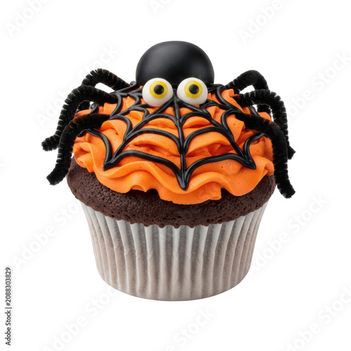 Cute halloween cupcake with spider decoration