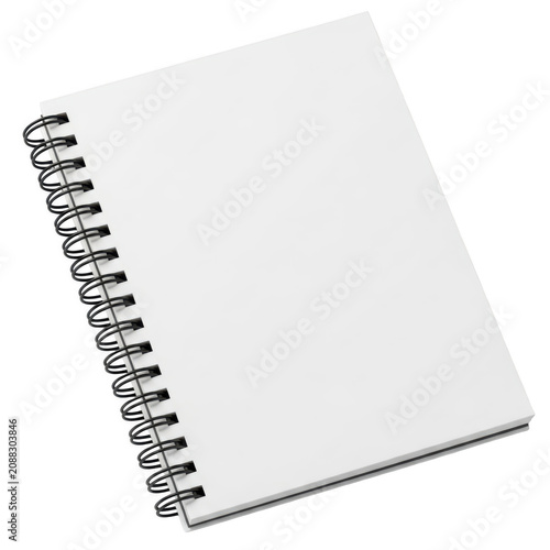 Spiral-bound blank notebook with metallic coil