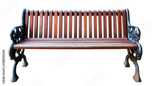 Foto Ornate cast iron and wooden park bench, isolated on transparent background