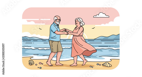 Couple enjoying a sunny day at the beach together.