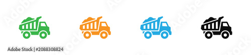 Canvastavla Tipper Truck Icon Heavy  Set: Colorful Dump Truck Vector Graphics for Construction, Mining, and Hauling Layouts