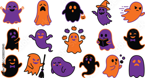 Halloween ghosts and goblins a spooky collection of cartoon characters for kids and adults