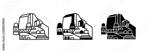 Cuadro en lienzo Monolithic Architecture, Ancient Structures, Stylized Cityscape Icons