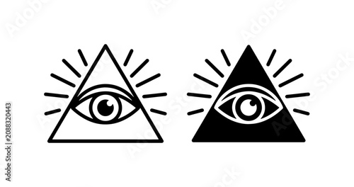 Bild auf Leinwand All Seeing Eye Symbols, Masonic Eye Icons, Triangle Eye Graphics