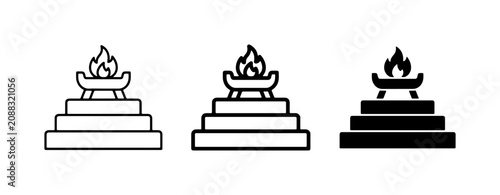 Fotografía Altar Icons, Fire Symbols, Ritual Offerings, Sacred Fire Vector Set