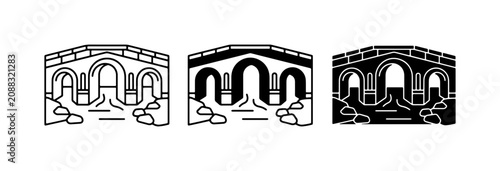 Foto Arch Bridge Icons, Stone Structure Vector Graphics, Classic Architecture Design
