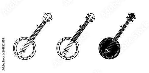 Obraz na płótnie Banjo Vector Icons, Musical Instrument Graphics, String Instrument Illustrations