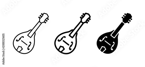Bild auf Leinwand Mandolin Icons Set, String Instrument Graphics, Music Vector Art