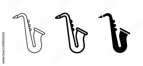 Photography Saxophone Icons: Musical Instrument Vector Graphics, Jazz & Blues Symbols