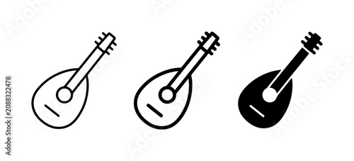Foto Mandolin Icons Set, String Instrument Vector Graphics, Musical Symbols Collectio