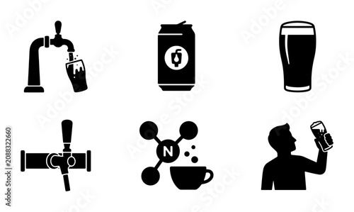 Foto Beer Icons, Beverage Graphics, Drink Symbols, Alcohol Vector Set
