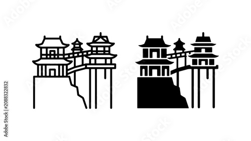 Fotografie Asian Architecture Icons: Pagoda Bridge Structures, Traditional Buildings, Cultu
