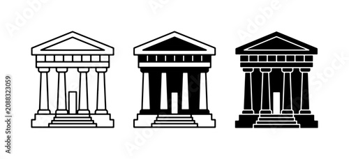 Quadro su tela Ancient Greek Temple Icons, Classical Architecture Symbols, Government Building