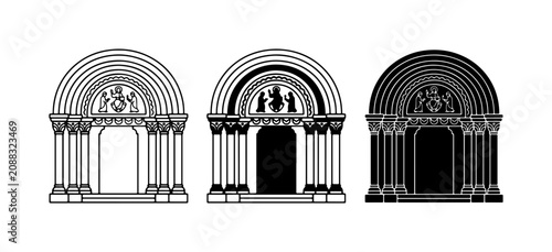 Fotografía Architectural Arches, Romanesque Portals, Classical Facades