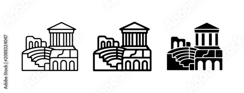 Cuadro en lienzo Ancient Ruins Icons, Roman Amphitheater, Greek Temple, Historical Architecture