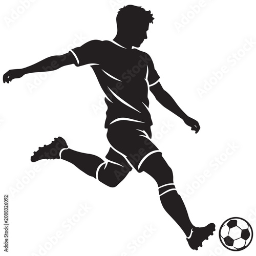 Obraz na plátně Penalty Kick Silhouette, soccer penalty shot, vector, isolated on white