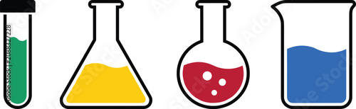 Photos Science Laboratory Glassware Icon Set with Test Tube Erlenmeyer Flask Florence F
