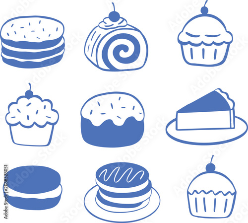 doodle sweet dessert donut cupcake cafe menu idea food