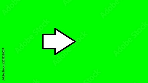 White arrow animation moving forward to the right on a green background. 4K motion graphic for navigation, growth, progress, and business concepts.