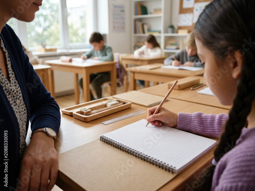 Teacher Helping a Student with Homework Individual Learning