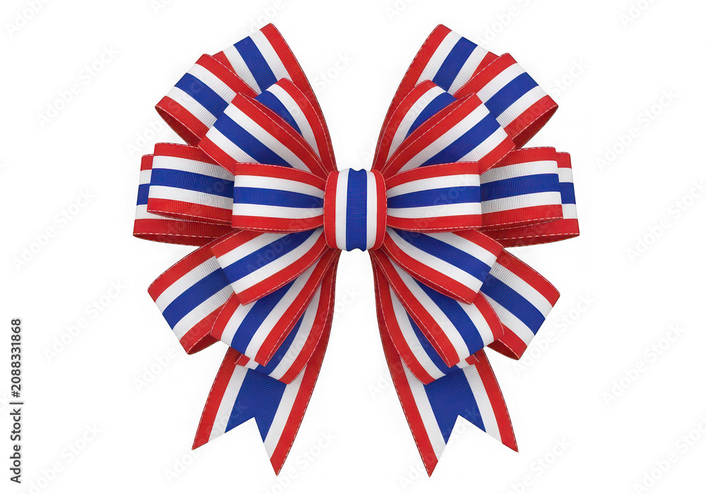 Fototapeta premium Large patriotic ribbon bow isolated on transparent base