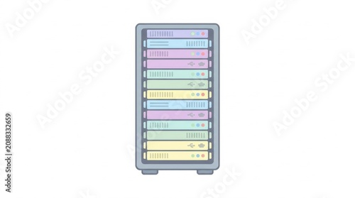 Colorful pastel server rack illustration on white background