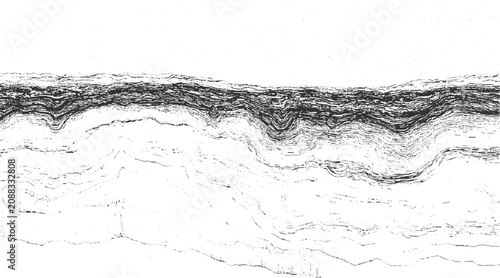 Black and white abstract wavy layered texture with grainy detail and speckles pattern