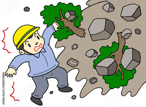 災害のイラスト - 土石流・土砂崩れ・自然災害