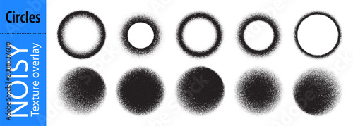 Obraz na plátně Noisy pointy gradient with round grain spray and abstract patterned brush ring