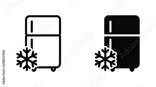 фотографія Refrigerator freezer icon set, fridge symbols, cooling snowflake icons, outline and solid styles, kitchen appliances, food storage, household vector illustration