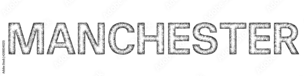 Fototapeta premium Sketch monochrome Manchester text design element