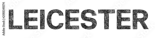 Quadro su tela Monochrome sketch Leicester text design element