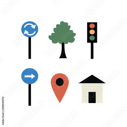 Navigation Icons Set. Location and Direction Icons Pack. Map and Navigation Flat Icons Set. GPS Navigation Icon Collection.