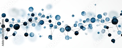 Blue spheres linked by delicate lines form an abstract network structure