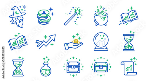 Fotografie Financial magic icons set.