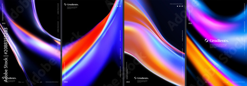Abstract posters with liquid gradient color shapes. Futuristic cover templates set.