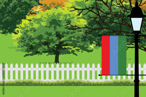 Quadro su tela Karelia Home Town Trees Landscape Vector Illustration