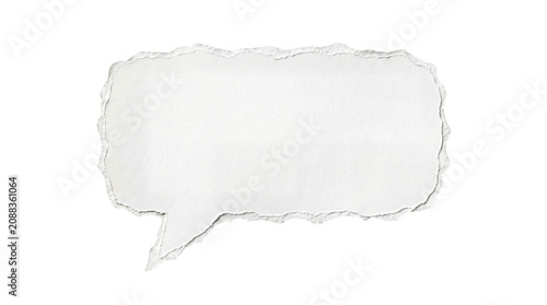 Cuadro en lienzo Torn paper speech bubble, white background, blank text box, ripped edge, convers