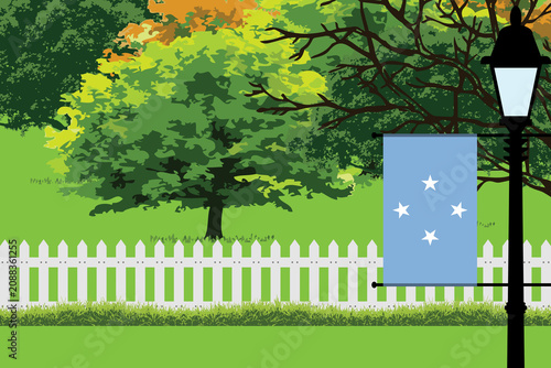 Foto Micronesia, Federated States Home Town Trees Landscape Vector Illustration