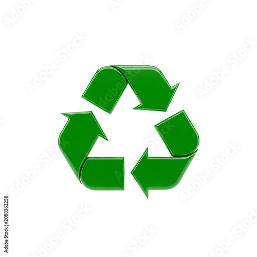 Recycle Symbol Green Glossy 3D Isolated On Transparent Background