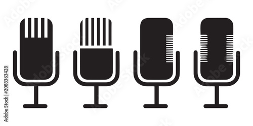Canvas-taulu Variations of the microphone logo Black microphone silhouette Victor Art Illustr