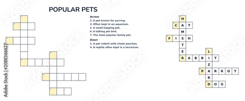 Animal crossword printable worksheet on the topic 