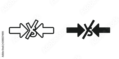 Foto No compression or conflict set featuring opposing arrows and strikethrough for t
