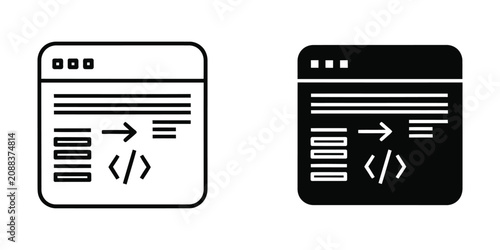 Canvas Print Web development code editor set featuring programming syntax and arrow symbols f