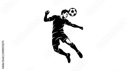 Obraz na plátně Soccer Player Heading Ball Vector Illustration