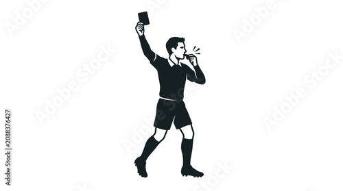 Schilderij op canvas Soccer Referee Showing Red Card Vector Illustration