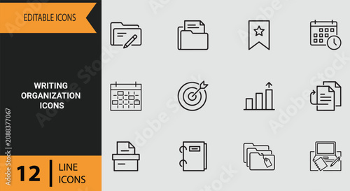 Photos Writing Organization Icons Outline icon set: Structured Writing Organization Out