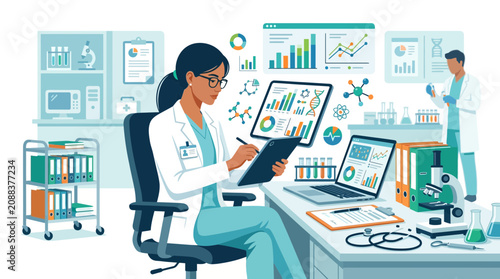 doctor woman working on laptop
