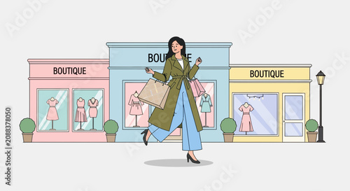 Woman shopping for perfume in luxury boutique store.